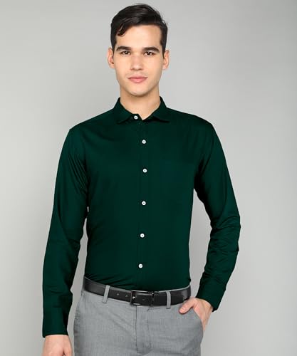 Image of MILDIN Men's Pure Cotton Striped Printed Shirt with Spread Collared Neck Full Sleeve Curved Hemline Button Closure and Regular Fit | Shirt for Man