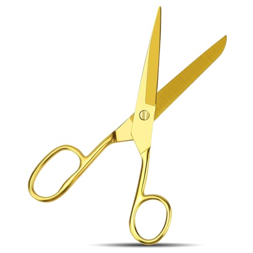 Gold Scissors for Office Multipurpose Stylish: 7 inch - Comfort Grip - Stainless Steel - Scissors with Home - School - for Cutting Paper - Open Envelopes - Cut Tape (Gold Scissors for Office)
