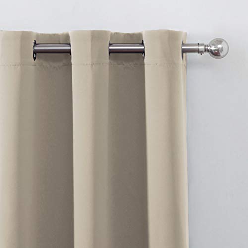 Image of LEMOMO Blackout Curtains 52 x 45 inch /Beige Curtains Set of 2 Panels /Thermal Insulated Room Darkening Bedroom Curtains