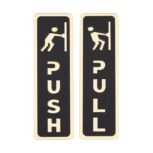 Image of amazon basics Push Pull Door Sign - 6.5 inch Self-Adhesive Glass Door Acrylic Signage Sticker, 2 stickers /pages