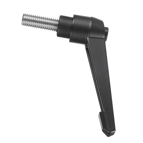 Image of uxcell Adjustable Clamping Lever Handle M12 x 30mm Metric 304 Stainless Steel Male Threaded Stud Hand Knobs Push Button Ratchet Rotating Screw Handles Bolts with Locking Lever Black