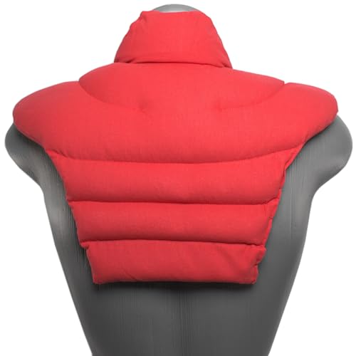Cojín térmico para las vértebras cervicales – Cuello+hombros+espalda. Algodón biológico rojo. Almohada térmica cervical con semillas de grosella. Saco caliente y frio con semillas. Cojín de nuca