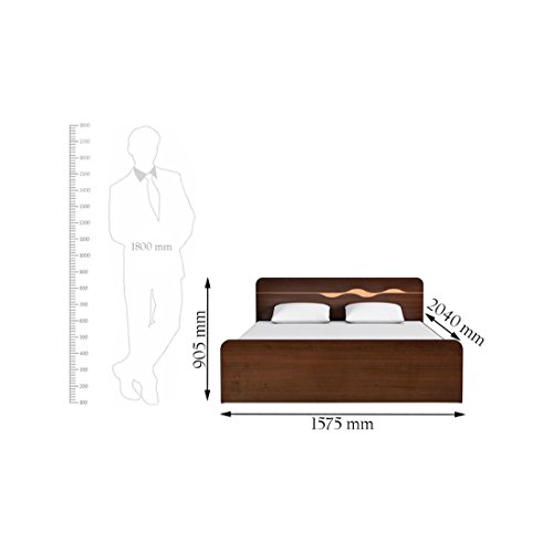 HomeTown Swirl Engineered Wood Box Storage Queen Size Bed in Denver Oak
