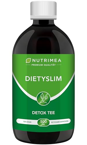 Detox Tee zum Abnehmen - DietySlim 100% Vegan | Natürlich Leber & Körper entgiften | 6 Wöchige Entgiftungskur | Entschlacken, Entwässern Grüner Tea - 500ml