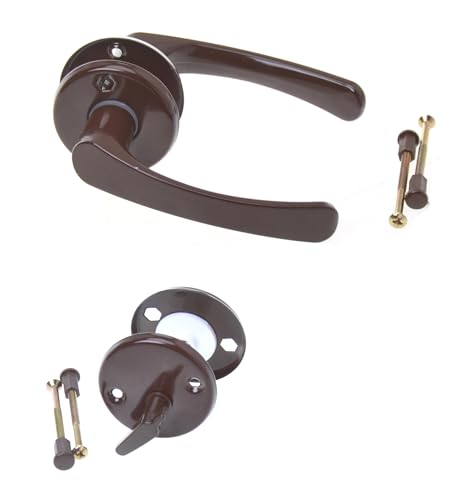 Aqbau Ensemble de poignées de porte sur rosace - Poignée de porte - Poignée de porte - Poignée de porte marron (WC - salle de bain)