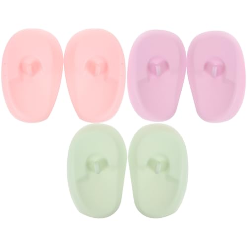 SEWACC 3 Pares de Orejeras de Silicona Reutilizables para Teñir el Cabello de Orejas Colores Pastel Rosa Claro Claro Verde Accesorios Ligeros y Resistentes para Cuidado