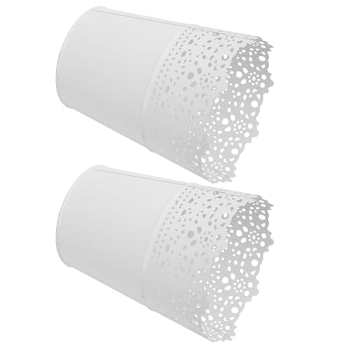 Milisten Lot de 2 Vases en Fer Ajouré Design Floral, Seaux de Rangement Décoratifs pour Bureau et Maison, Conteneurs Polyvalents pour Fleurs, Cosmétiques et Accessoires, Couleur Blanche,