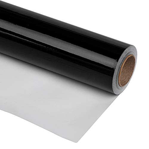 Image of RUSPEPA Black Metallic Wrapping Paper - Solid Color Paper Perfect for Wedding, Birthday, Christmas, Baby Shower - 17.5 Inches X 32.8 Feet