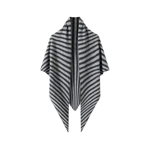 Châle rayé d'hiver en maille écharpe triangulaire chaude style cape