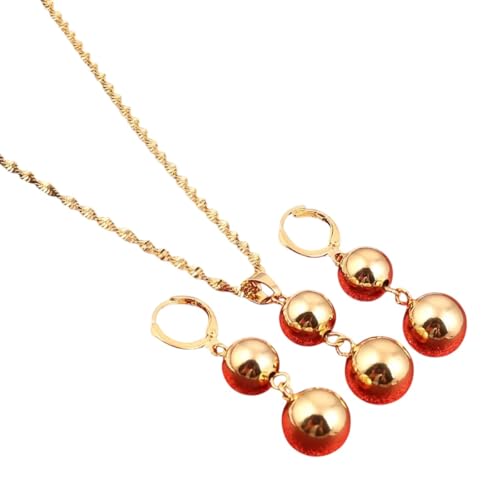Collier pendentif et boucles d'oreilles dorés, la parure de bijoux créative à offrir en cadeau