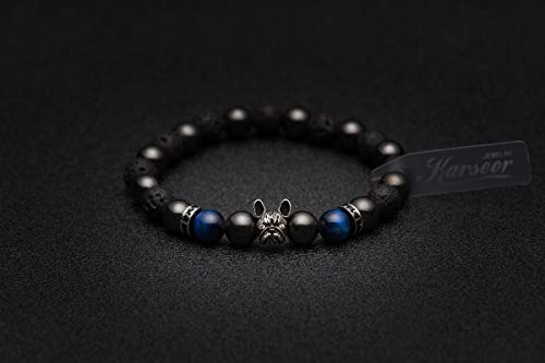 Karseer Crystal Bracelet, Magnetic Natural Stone Beaded Bracelet Stress Relief Elastic Bracelet with French Bulldog Design for Thanksgiving, Christmas, Valentine's Day, Birthday and Anniversary3