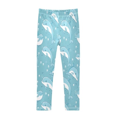 Toddler Girls Leggings Printed Yoga Pants Leggings Blue Dolphins for Kids