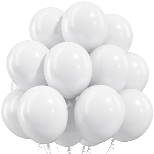 Image of Togvu White Balloons 50Pack 12 Inch White Latex Party Balloons for Birthday Party Wedding Engagement Bridal Baby Shower Decorations