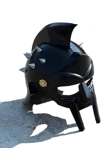 Medieval Armor Black Steel Knight Helmet with Gold Crown, 18 Gauge Metal, Historical Reenactment Costume Display (Style - 4)