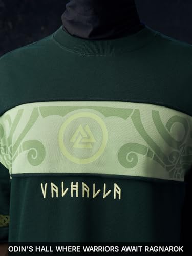 Image of The Souled Store Vikings: Longship Men and Boys Short Sleeve Rpund Neck Brown Embroidered Cotton Oversized Lightweight Breathable Drop Shoulder Streetwear T-Shirts