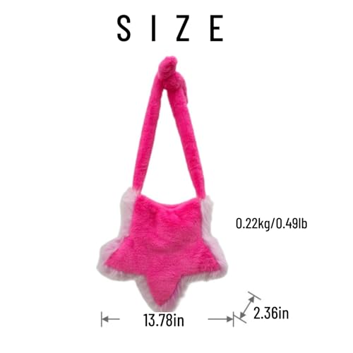 Fuzzy Crossbody Bag Star-shaped Y2K Fluffy Shoulder Bag Women Furry Purse Plush Faux Fur Bag Autumn Winter4