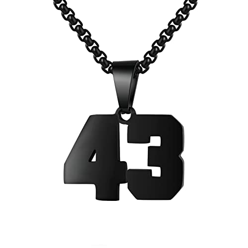 Susook Number Necklace For Boy Black Athletes Number Stainless Steel Chain 00...
