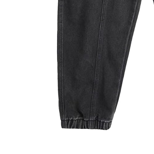 Mens Ankle Binding Jeans Plus Size Baggy Jogger Drawstring Stretch Casual Denim Cargo Distressed Jeans with Pockets4