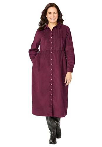 Woman Within Plus Size Button Front Corduroy Dress