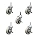 Service Caster - 3 Inch Swivel Thermoplastic Rubber Casters and 7/16 x 1-3/8 Grip Ring Stem and Brake - 550 lbs. Total Capacity - Set of 5