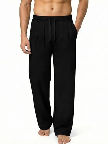 Crastimo Men's Wide Leg Pants Elastic Waistband Baggy Open Bottom Athletic Yoga Pants with Pockets Casual Leisure Hiking Sports School Teen Black S — view 5