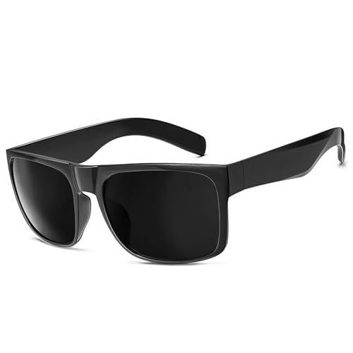 UJNHGQ Gafas de sol extragrandes negras súper oscuras para hombres con cabeza ancha y cuadrada, color negro oscuro
