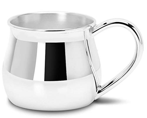 Krysaliis Sterling Silver Traditional Bulge Cup - Elegant Engravable Personalized Cup Keepsake Gift - Made with Solid 925 Sterling Silver Material - Packaged in a premium gift box