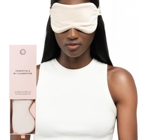 Image of Clementine Mulberry Silk Sleep Mask | Full Blackout Contoured Eye Mask for Sleeping | Organic & Non-Toxic | Oversized Night Blindfold | Hypoallergenic & Frizz-Free Eye Cover for Deep Sleep