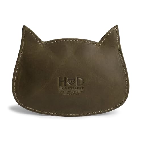 Image of Hide & Drink, Cat Shape Wallet Handmade from Full Grain Leather - Dark Jade