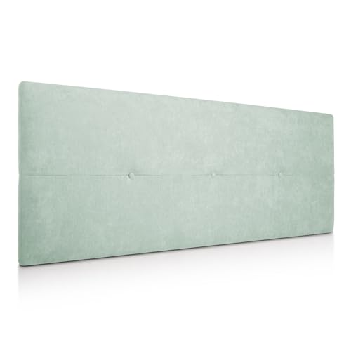 SUENOSZZZ - Cabecero de Madera Jazmin, tapizado Acolchado, en Tela Rio16 Color Verde Agua Cabeceros Madera para Dormitorio | Cama Matrimonio | Cama Juvenil | Camas de 135 cm, 140 cm, 150 cm, 160 cm