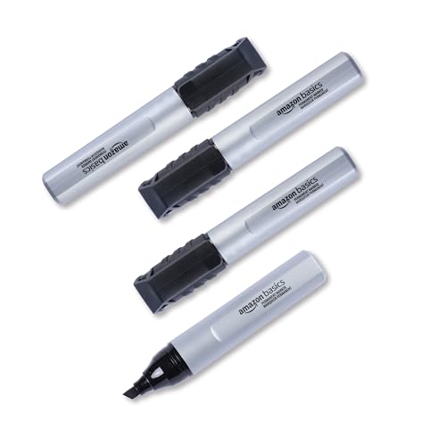 Image of Amazon Basics Large Chisel Tip Permanent Markers, Quick Drying, Fade Resistant, Black, 12-Pack