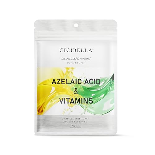 シシベラ フェイスパック エッセンスマスク AZELAIC ACID & VITAMINS シートマスク 7枚入り フェイスマスク アゼライン酸配合 ビタミンケア 毛穴・キメサポート 透明感 うるおい保湿 エイジングケア 日本製