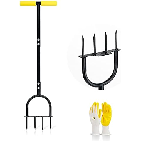 Colwelt Aireador de Césped de Jardinería con Púas de Acero Sólido de 9cm y Mango en T de 96cm Cover