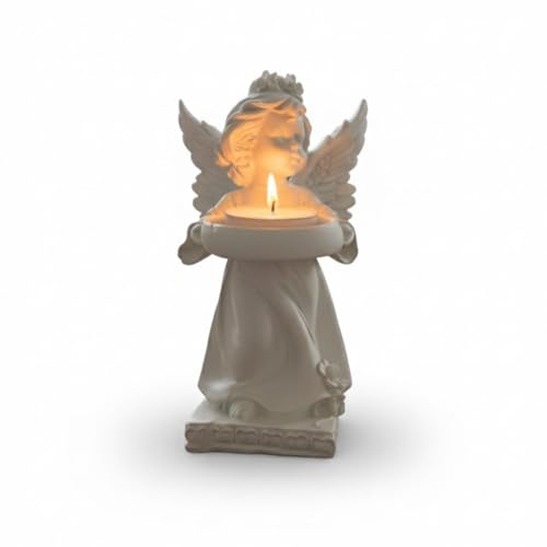 Image of Decorative Angel Figurine with Candle Holder | Elegant Tealight Candle Stand for Home Decor, Living Room & Bedroom | Spiritual Showpiece for Peaceful Ambience & Gifting