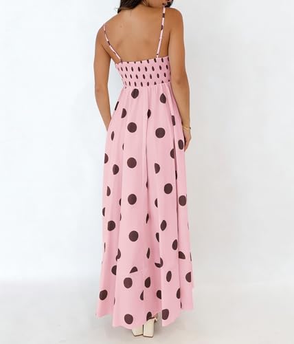 Image of NUFIWI Women Summer Striped Maxi Dress Spaghetti Strap Cutout Ruffle Long Dress Flowy Swing Beach Vocation Dress