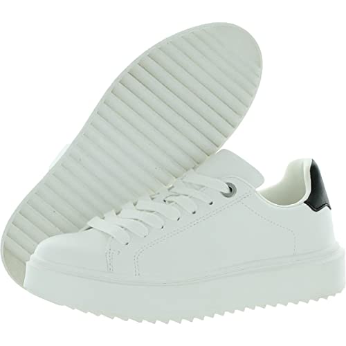 Steve Madden Women's Catcher Sneaker, White Black, 10