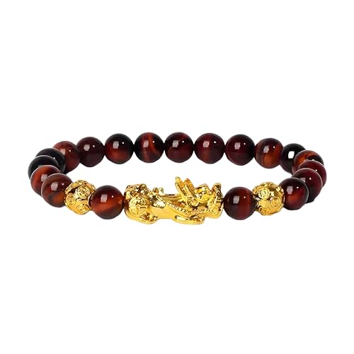 Bracelet homme pierre opale naturelle talisman dragon Pi Yao extensible