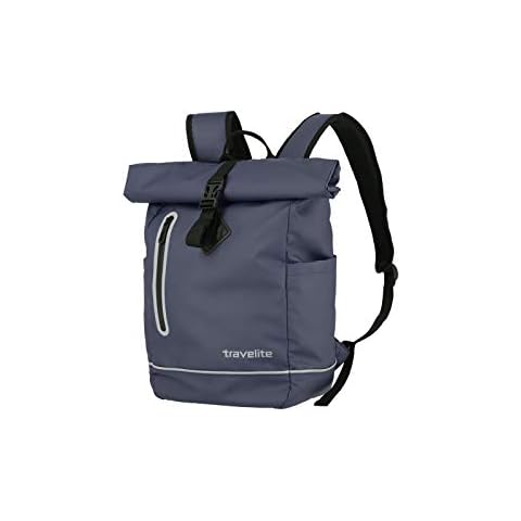 Travelite BASICS rucksack aus wasserfestem Material, Schulrucksack aus Polyester mit Reflektoren + Roll up Verschluss, 400g, 48 cm, 19 Liter Cover