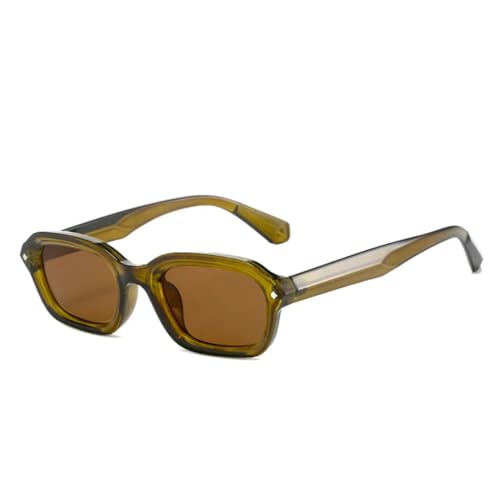 Lunettes de soleil rectangulaires rétro à petits rivets et protection UV400