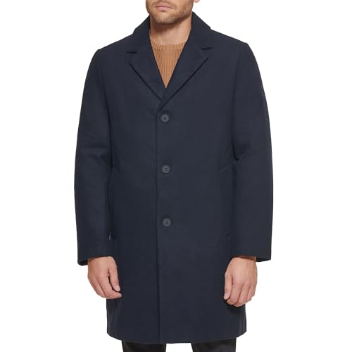 DKNY Men's Wool Blend Notch Collar Coat