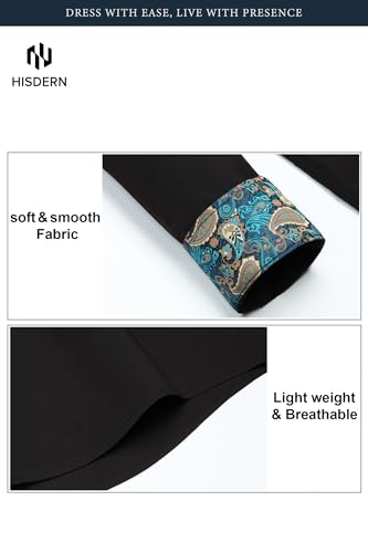 Image of HISDERN Mens Business Dress Shirts Long Sleeve Casual Button Down Shirt Formal Inner Collar Contrast Shirt for Men Wedding