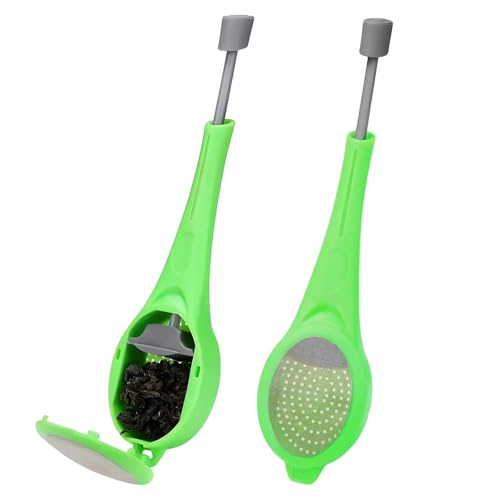 2 Pcs Loose Leaf Tea Infusers with Handle, Loose Leaf Strainer, Fine Mesh Tea Cup Filter, Easy to Clean, for Filtering Teas (Green)