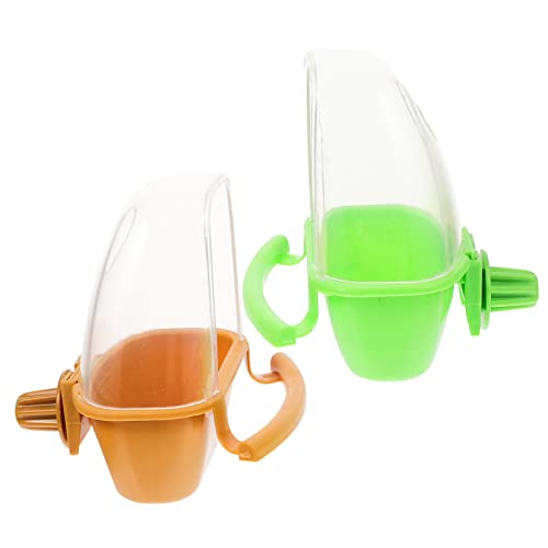 Beavorty Sturdy Birdcage Feeder Cup 2 Pcs Bird Feeder Bowl Water Holder for Parakeet