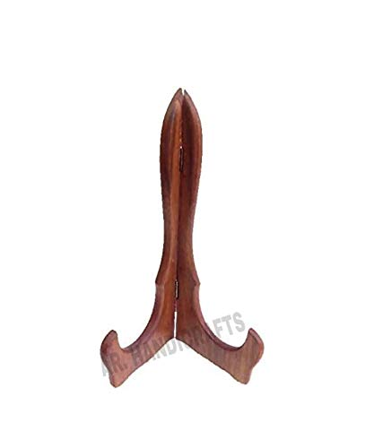 AR Handicrafts Unique Sheesham Plate Holder Stand Decorative Showpiece (08 Inch, Wood)
