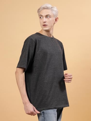 Image of Rigo Back Printed Half Sleeves Round Neck Oversized T-Shirt for Men | Drop Shoulder T-Shirt for Men | Loose Baggy Fit T-Shirt for Men