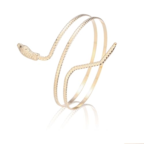 Hebterrka Pulsera para el brazo dorada para mujeres, diseño único de serpiente, accesorio de vestuario, talla única, elegantes pulseras doradas