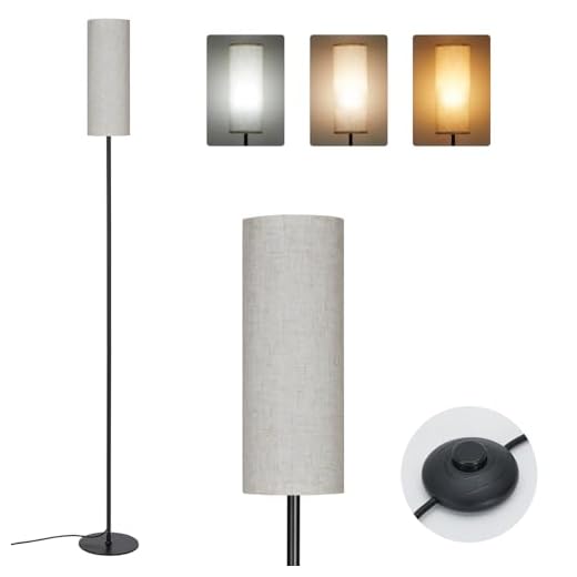 IPARTS EXPERT Lampadaires pour Salon, Lampe sur Pied LED Moderne, Lampe de Lecture, 3 Températures de Couleur, Lampes de Chevet Réglables pour Chambre à coucher, Salon, Bureau (Lin)