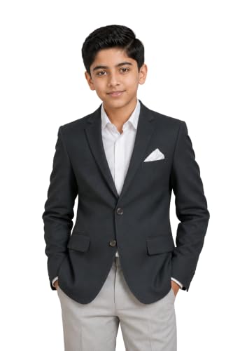 Image of SaintX Kids Boys Tailored Premium Coat Blazer | 4-Way Stretchable Wrinkle Free Fabric | Fully Lined | Slim Fit | Versatile Formal & Casual Jacket for Boys (1-14 Years KB01)