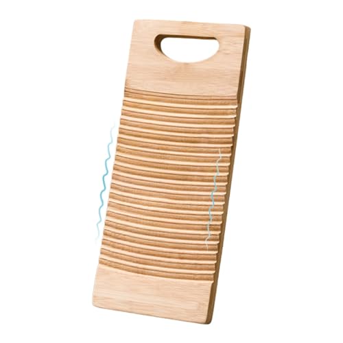 Wash Board Hand Washing Clothes - Small Wood Scrub Board, Laundry Cleaning Tool | Wavy Pattern Design, Efficient Hand Washer, Clothes Washing Scrubber, Wooden Laundry Flatbelly, Compact Hand Wash Boa