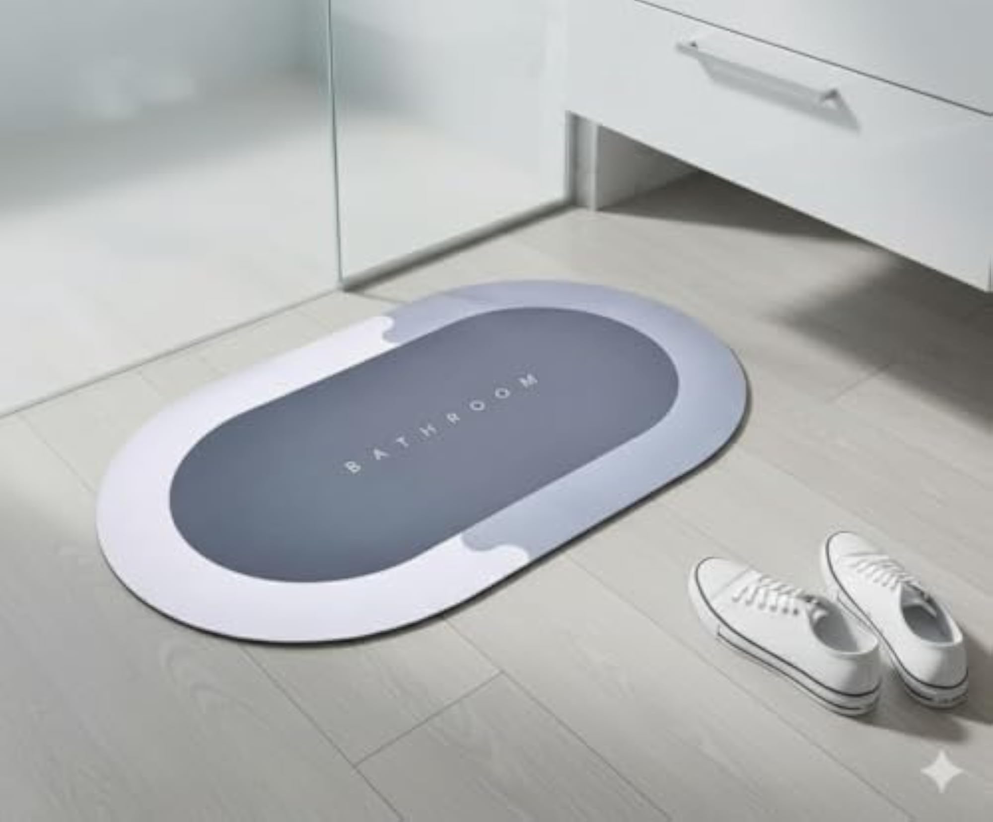 Super Absorbent Round Bathroom Mat, Quick Dry, Non-Slip